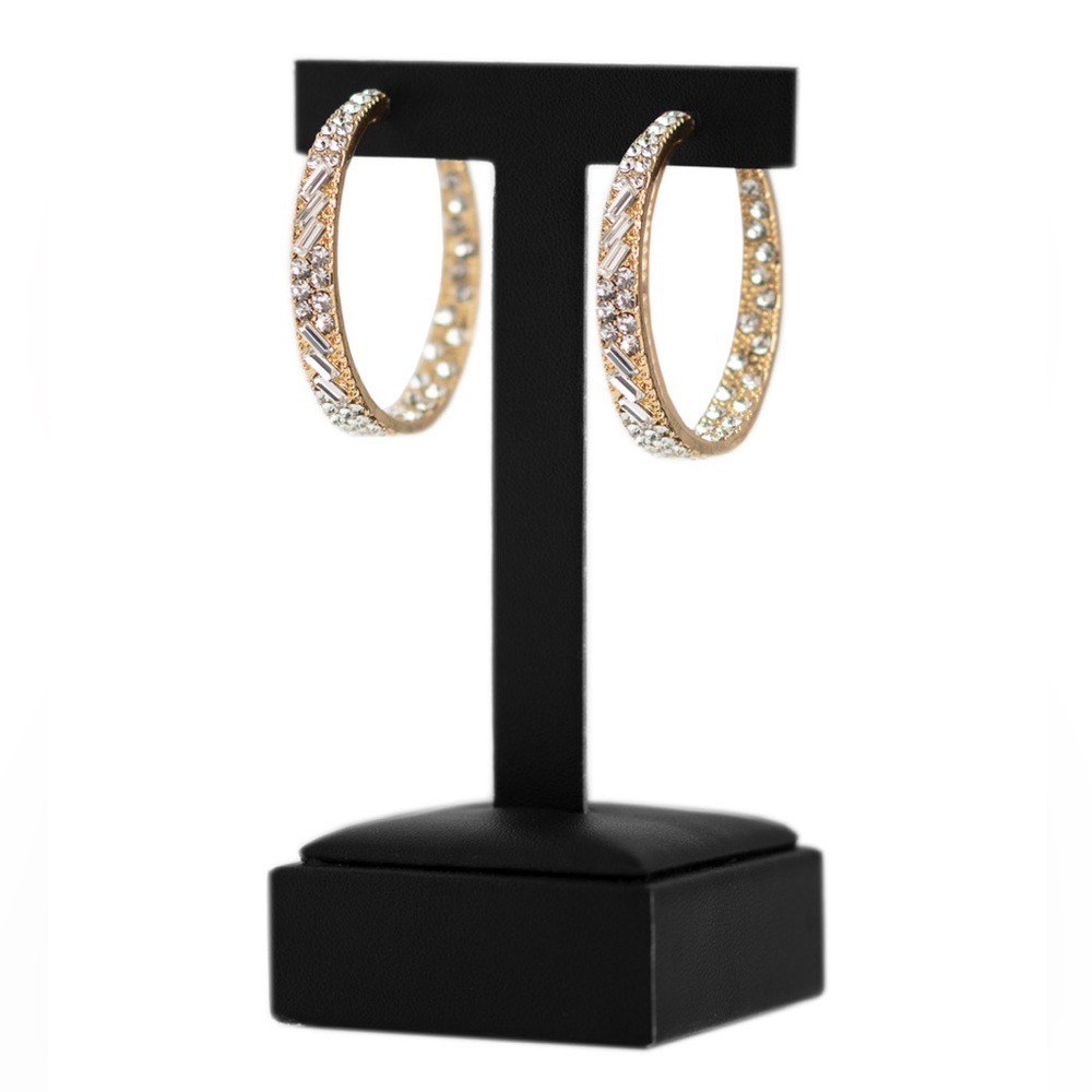 Gold Rhinestone Hoops - Picture 2 of 4